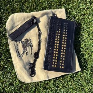 Burberry Leather Black and Gold Studded Wallet